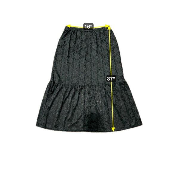 Black Lace Tiered Maxi Skirt Elastic Waistband Whimsygoth Fairycore - Picture 8 of 9